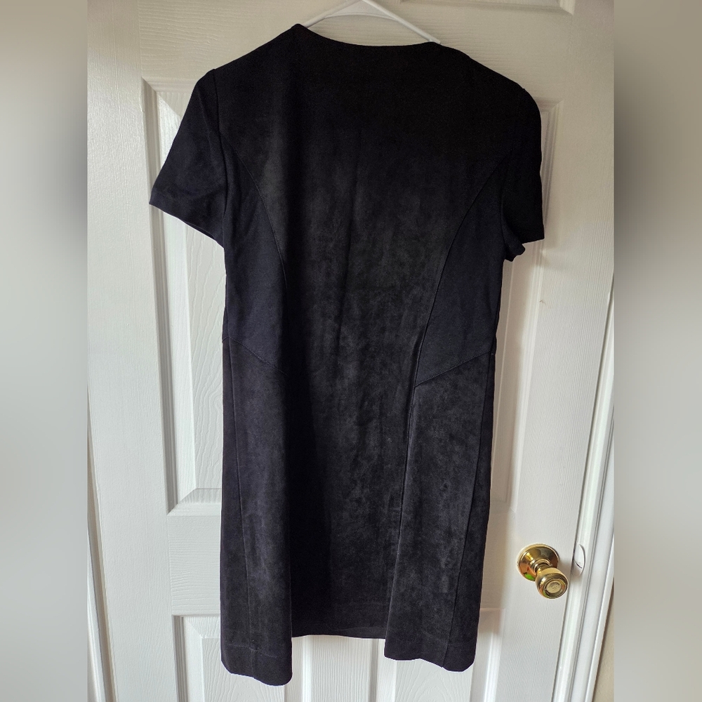 BCBGMAXAZARIA Black Faux Suede Dress S Mini Short Sleeves